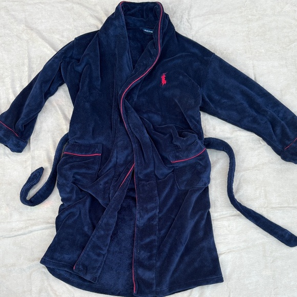 Polo Ralph Lauren Navy Blue Robe with Red Accents - One Size - Picture 1 of 2